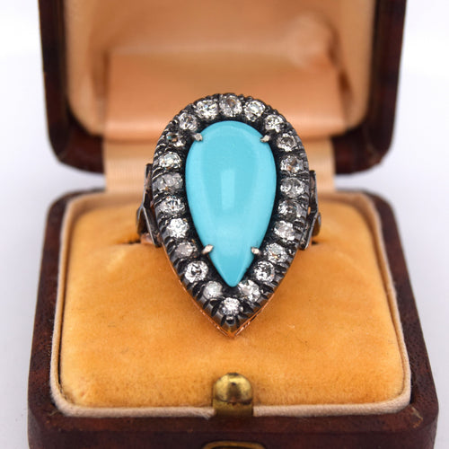 Bague 55 Bague en or turquoise de l'époque victorienne 58 Facettes