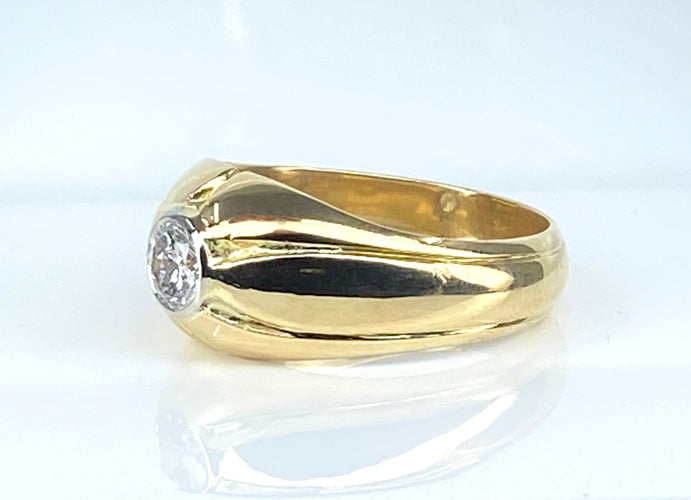 Bague 58 Bague jonc en or jaune et diamants 58 Facettes AB590bis