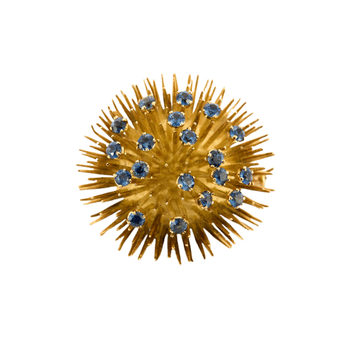 Broșă din aur galben și safire