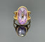 Bague 57 Bague vintage en or jaune 18 sertie d'une belle améthyste ovale 58 Facettes