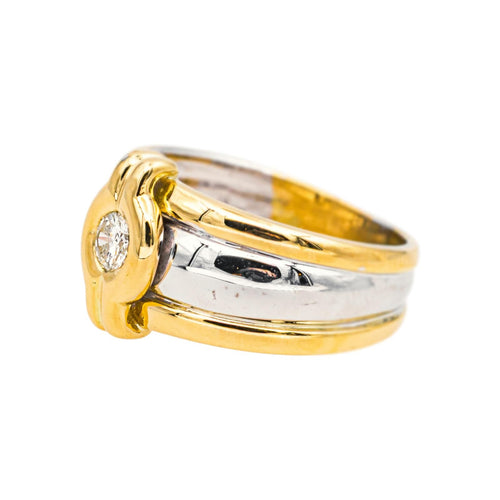 Prsten žluté zlato, bílé zlato diamant 