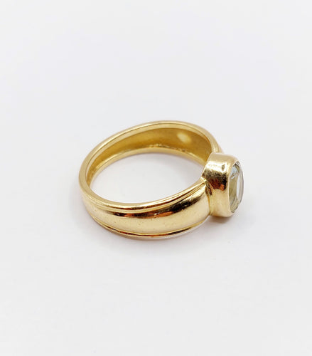 Bague 49 Bague jonc vintage or jaune 18k aigue marine de 0,70 carats 58 Facettes A06182