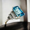 Bague 54 Bague or blanc Zyrcon Bleu naturel 4.60 carats  et diamants 58 Facettes 7849 A