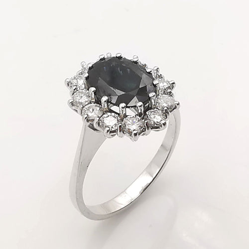 Bague 54 Bague marguerite or blanc saphir et diamants 58 Facettes