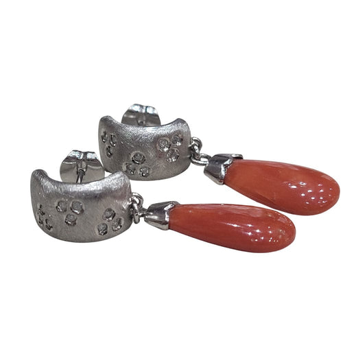 Boucles d'oreilles Pendientes de coral y diamants en or blanc 18k 58 Facettes T115