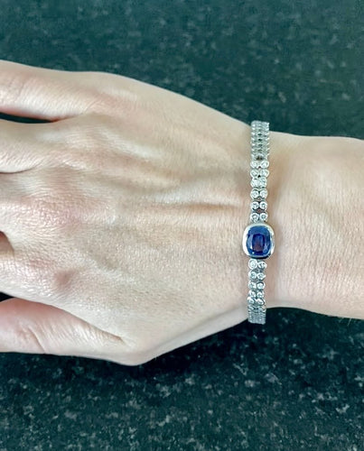 Bracelet Bracelet or blanc saphir et brillants 58 Facettes