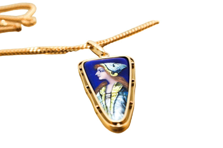 Pendentif Pendentif porcelaine de limoge et or jaune 58 Facettes 250244