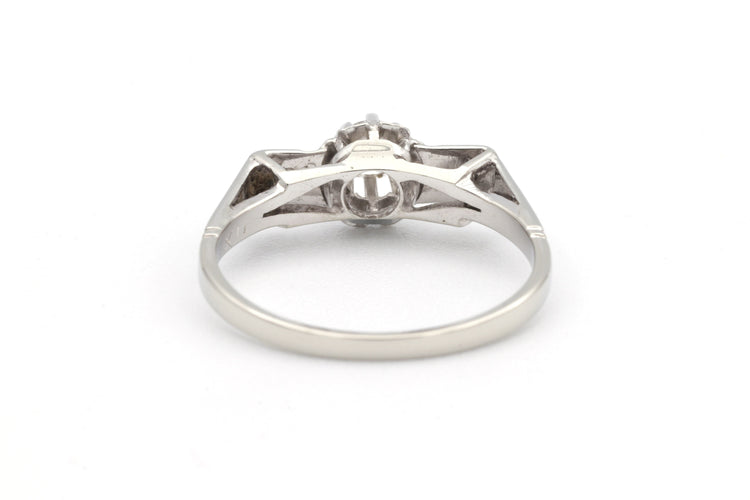 Bague 51 Bague Art Déco en or blanc sertie d'un diamant 58 Facettes 14065