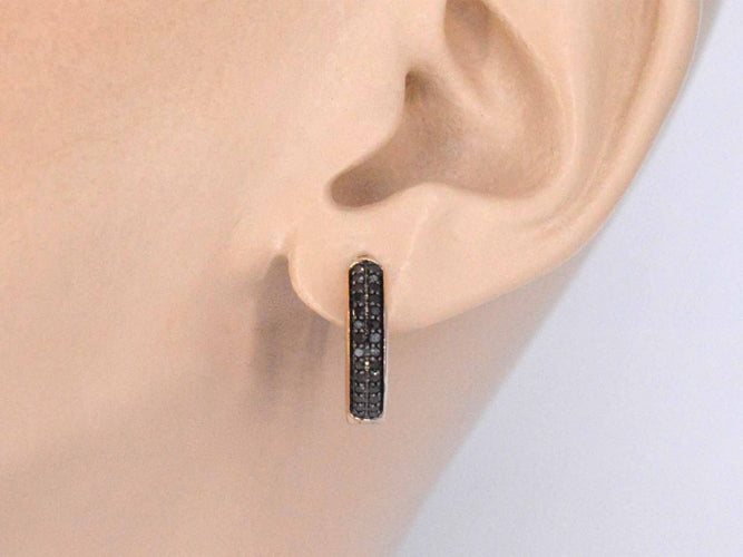 Boucles d'oreilles Boucles d'oreilles en or rose avec diamant noir 58 Facettes 2226