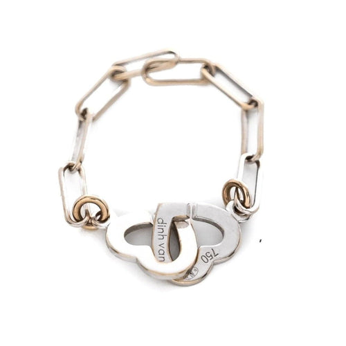 Bague 54 DINH VAN - Bague Double coeur or blanc 58 Facettes 94692