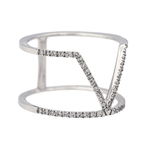 Bague 53 Bague Graphique Or blanc Diamant 58 Facettes 578818RV