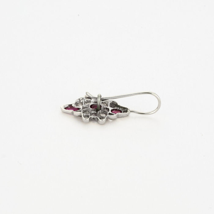 White gold diamond and ruby earrings