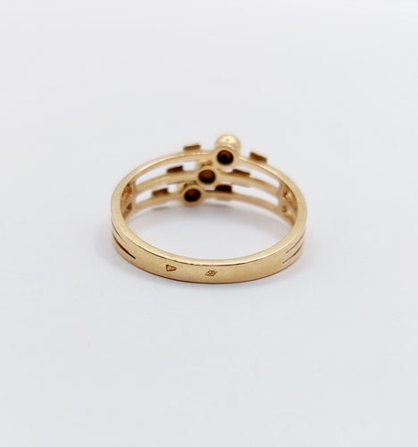 Viktoriánský prsten Pečetní prsten s geometrickými motivy ze zlata 18k (kolem roku 1880) 