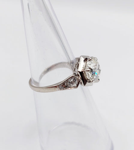Bague 48.5 Bague solitaire Art Déco Platine diamant taille ancienne 1,70 carat (circa 1920) 58 Facettes A06291