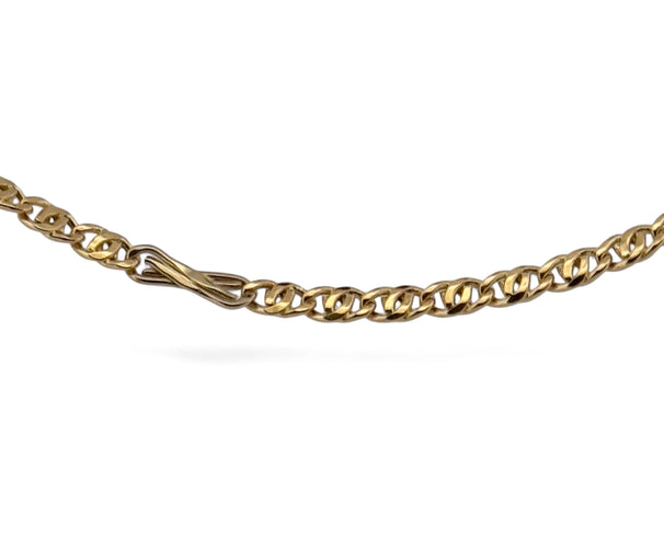 Collier Chaine bicolore maille marine plate en or jaune 58 Facettes