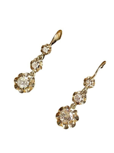 Boucles d'oreilles Boucle d’oreilles Art Déco or blanc 18 diamants 58 Facettes