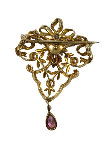 Broche Broche ancienne or jaune perles et diamant 58 Facettes