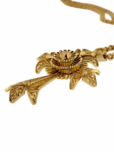 Collier Crucifix portugais traditionnel fabriqué main, chaîne or jaune 58 Facettes