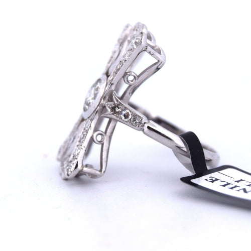 Bague 54 BAGUE EN OR BLANC 18KT ET DIAMANTS - ART DÉCO' 58 Facettes