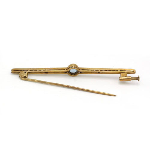 Broche Broche Barrette - Or jaune, Platine, Aigue-Marine & Diamants 58 Facettes 250389R
