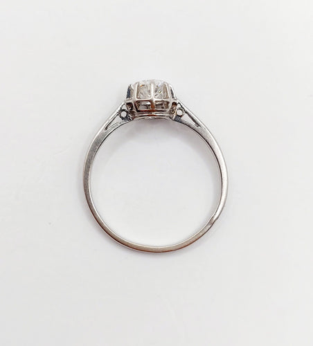 Art deco -sormus Solitaire Platina, vanhan mallinen timantti 0,43 karaattia (noin 1930) 