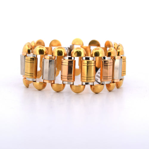 Bracelet Bracciale vintage en or jaune, blanc et rouge 18 kt 58 Facettes