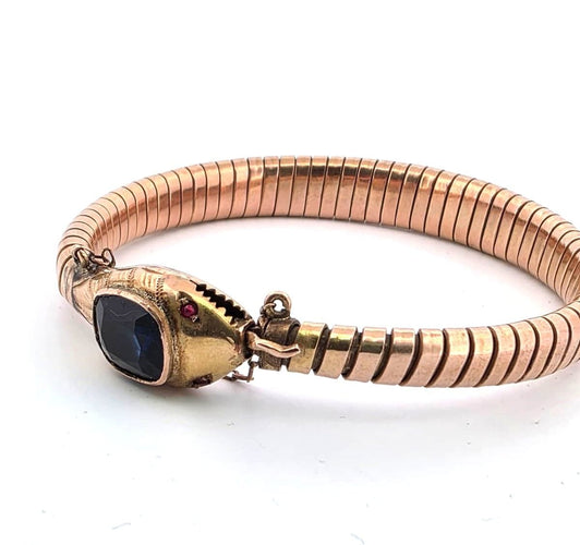 Bracciale vintage anni 60' oro rosa massiccio con zaffiro 58 Facettes