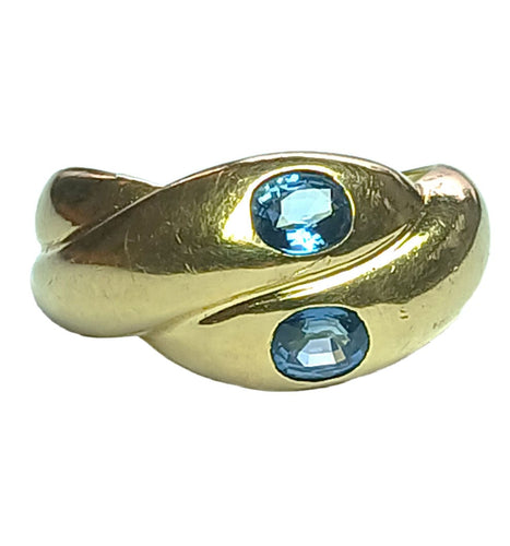Bague 55 Bague serpentine ornée de deux saphirs bleu ciel 58 Facettes 593/1