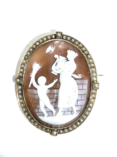 Broche Broche Camée Coquillage Et Perles 58 Facettes 984985