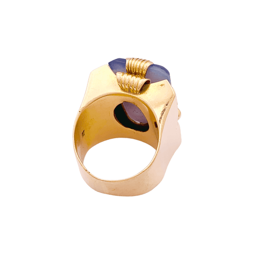 Bague 50 Bague "Tank" or rose, jade lavande. 58 Facettes 34753