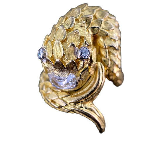 Bague 53 Bague en or jaune en forme de crocodile orné d'un diamant 58 Facettes