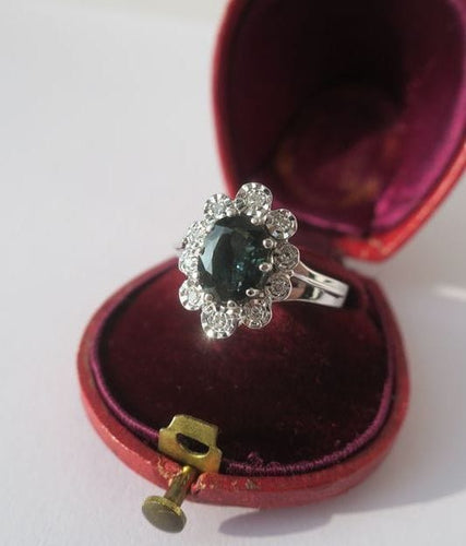Bague Bague Pompadour saphir vert diamants 58 Facettes