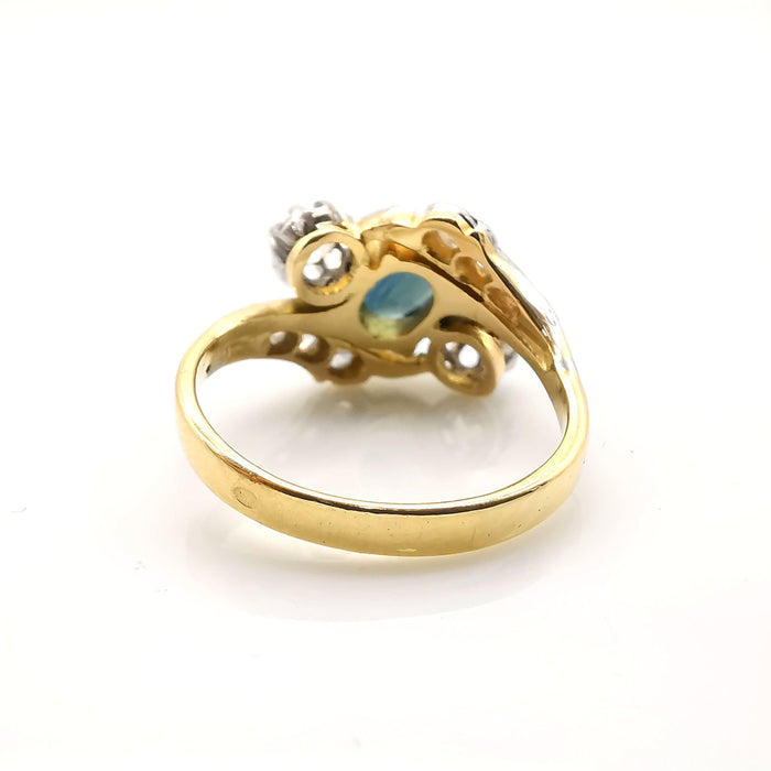 Bague 53 Bague toi & moi en or jaune saphir et diamants 58 Facettes