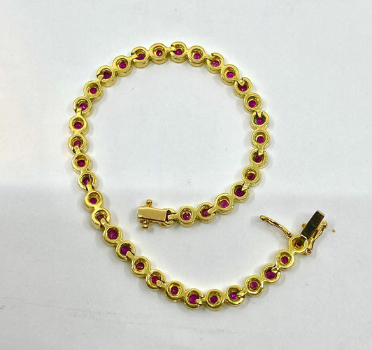 Bracelet Bracelet ligne en or jaune et rubis 58 Facettes AB609