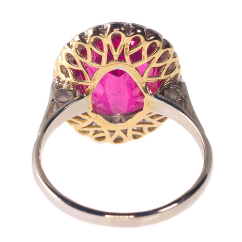Bague 61 L'amour ardent incarné dans une bague de fiançailles vintage en rubellite 58 Facettes 21081-0285
