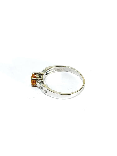 Bague 57 Bague en Or Blanc, Diamants et Citrine 58 Facettes