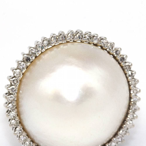 Bague 50.5 Bague perle en or blanc et diamants 58 Facettes D362763RR
