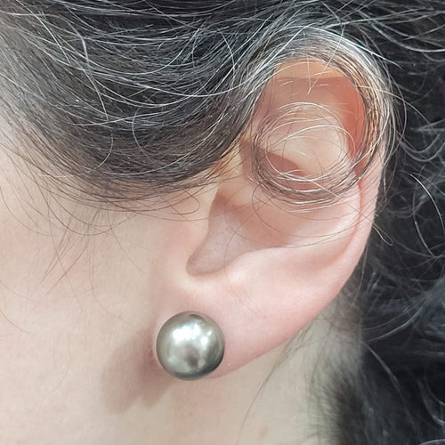 Boucles d'oreilles Boucles d’oreilles - Pendientes de perlas de Tahiti en or blanc 18k 58 Facettes PE594