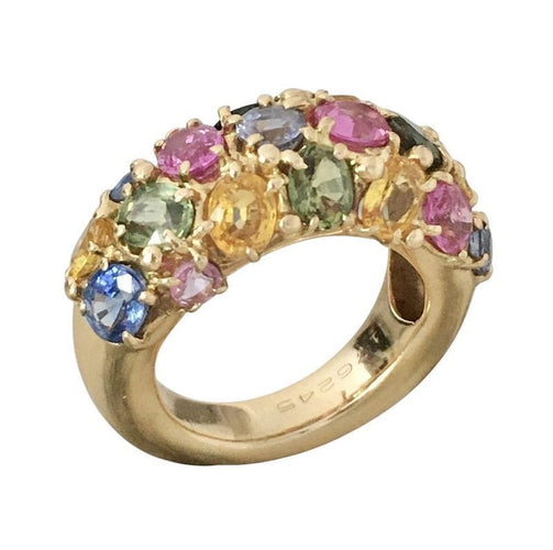 Bague 54 CHAUMET - Bague Tutti-Frutti en or jaune, saphirs 58 Facettes
