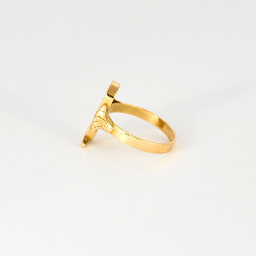 Bague 56.5 Bague Or Jaune Cartouche Egyptien 58 Facettes