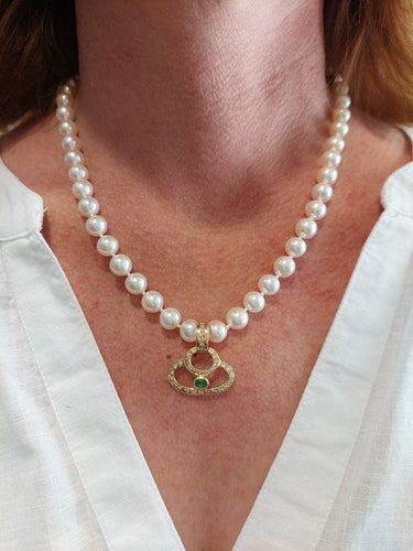 Pendentif Pendentif pour collier de perles émeraudes et diamants 58 Facettes 086861