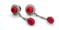 Boucles d'oreilles Boucles d'oreilles en or blanc avec corail et diamants 58 Facettes
