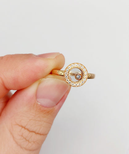 Bague 48 Chopard - Bague Happy Diamond pavée de diamants en or rose 18k 58 Facettes A06339