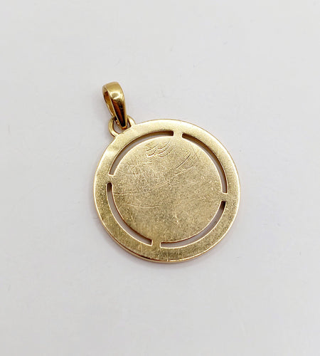 Pendentif AUGIS - Pendentif médaille d'amour 23mm or jaune, diamants et saphirs calibrés 58 Facettes A06326