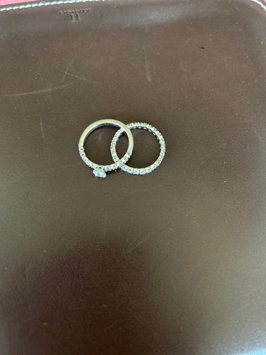 Bague 54 Jeu de deux bagues Or blanc et diamants 58 Facettes BaAu01