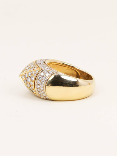 Bague 54 OJ PERRIN Bague pyramide or jaune diamants 58 Facettes 1211.4