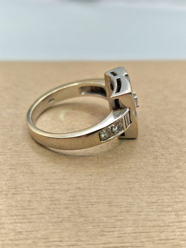 Bague 58 Bague vintage baguette carrée en or blanc 18kt et diamants 58 Facettes