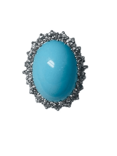 Bague 52 Bague en or blanc, turquoise et diamants 58 Facettes 258944