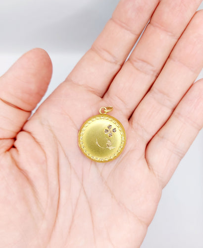 Pendentif Pendentif porte photo Art Nouveau or jaune, diamants (circa 1910) 58 Facettes A05229