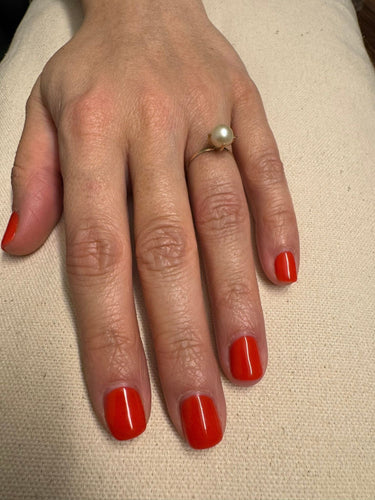 Bague 53.5 Bague or jaune et perle 58 Facettes